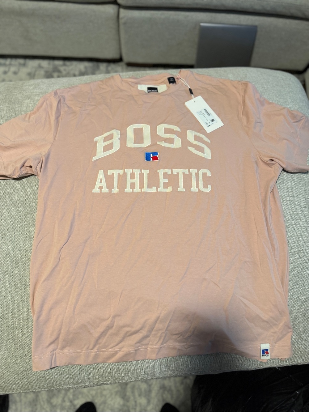 Hugo Boss Athletic Short Sleeve Tee in Light Pink
